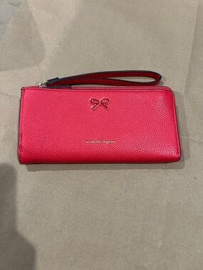 Nanette Lepore Red Pebbled Leather Wristlet Clutch